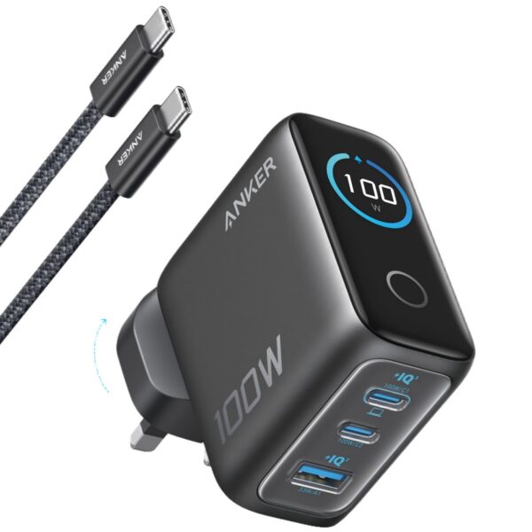 Anker 100W 3-Port GaN Charger with Smart Display