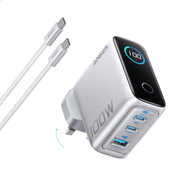 Anker 100W 3-Port GaN Charger with Smart Display